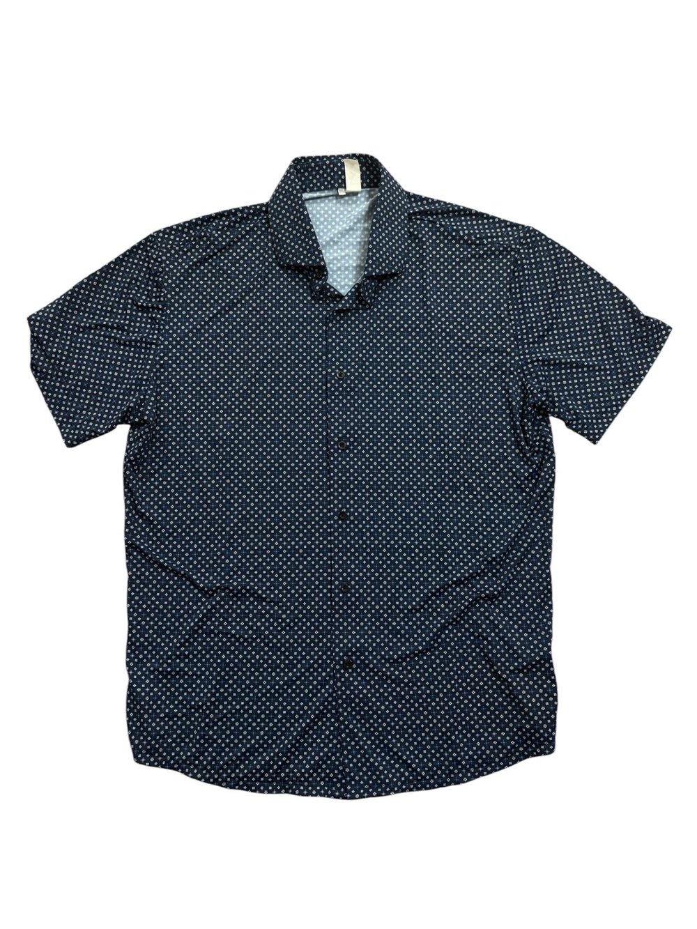 State & Liberty Short Sleeve Button Down Blue Men's Size 2XL/XXL Stretch